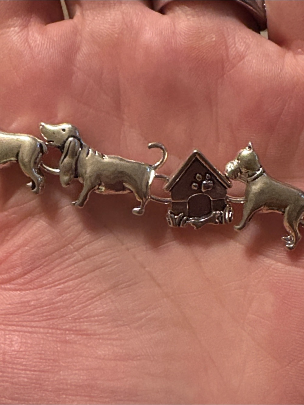 Silver Tone Dachshund & House Link Bracelet - Picture 2 of 8